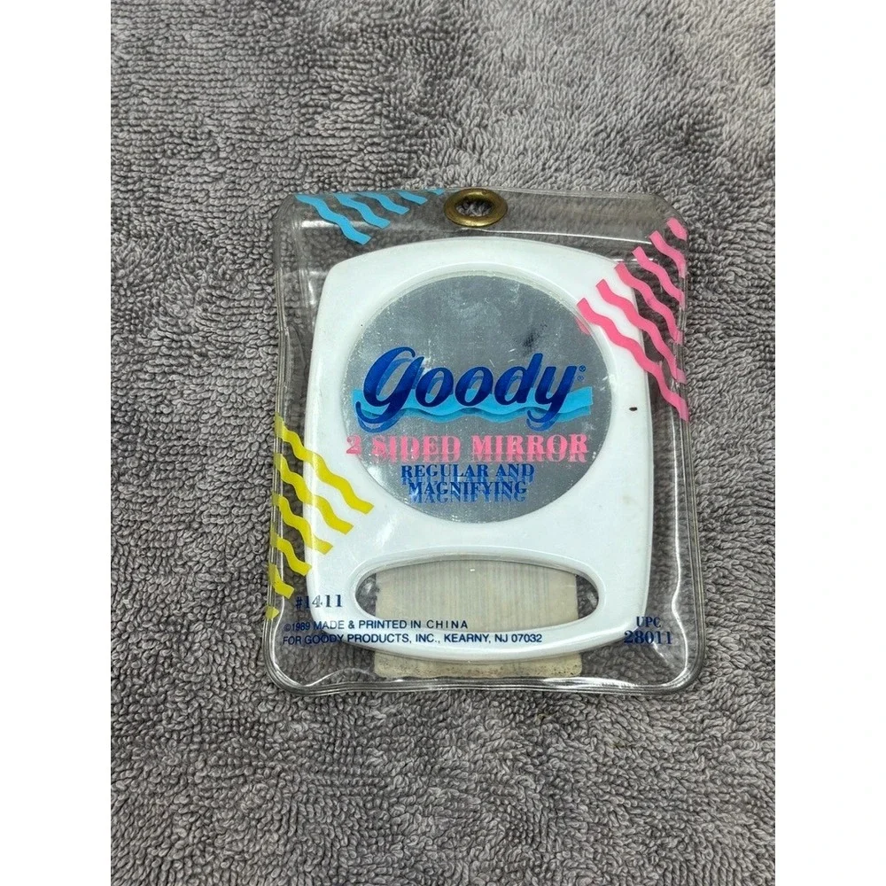 Vintage Goody #1411 White 2 Sided Hand Mirror Magnifying Mirror 1989 Excellent